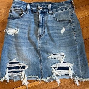 Worn once, size 0, mini denim skirt